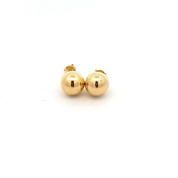 18K Yellow Gold Earrings Stud Ball Polished 1.32 grams - Picture 7 of 9
